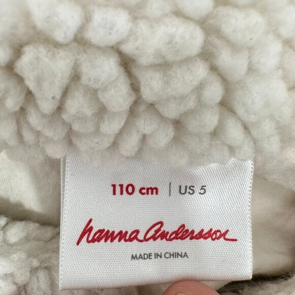 Hanna Andersson Girls Size 5 Cream Sherpa Teddy Fleece Adorable Jacket Cozy - Picture 7 of 7